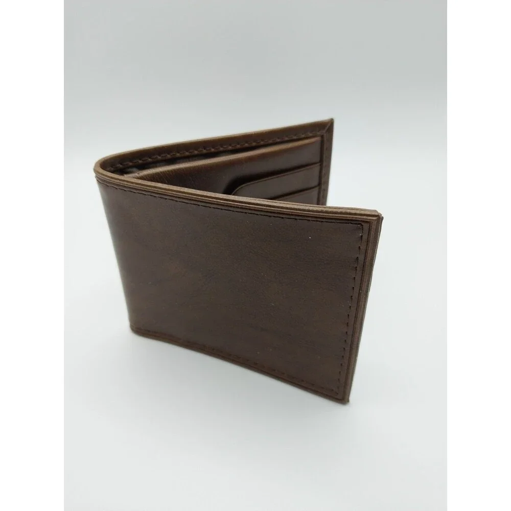 Golden Steer Billfold Wallet Brown Faux Leather with Picture Gallery
